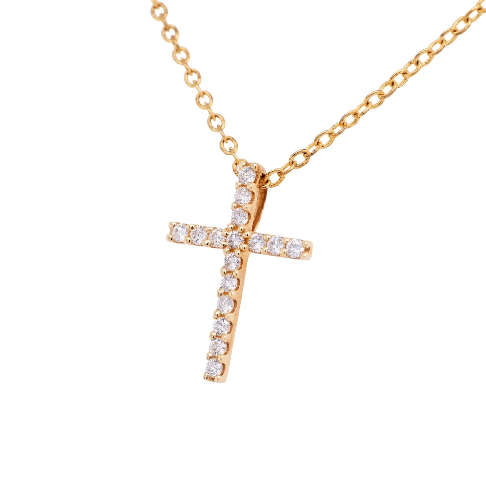 0.37 Carat Diamond Cross Pendant in 14k Yellow Gold