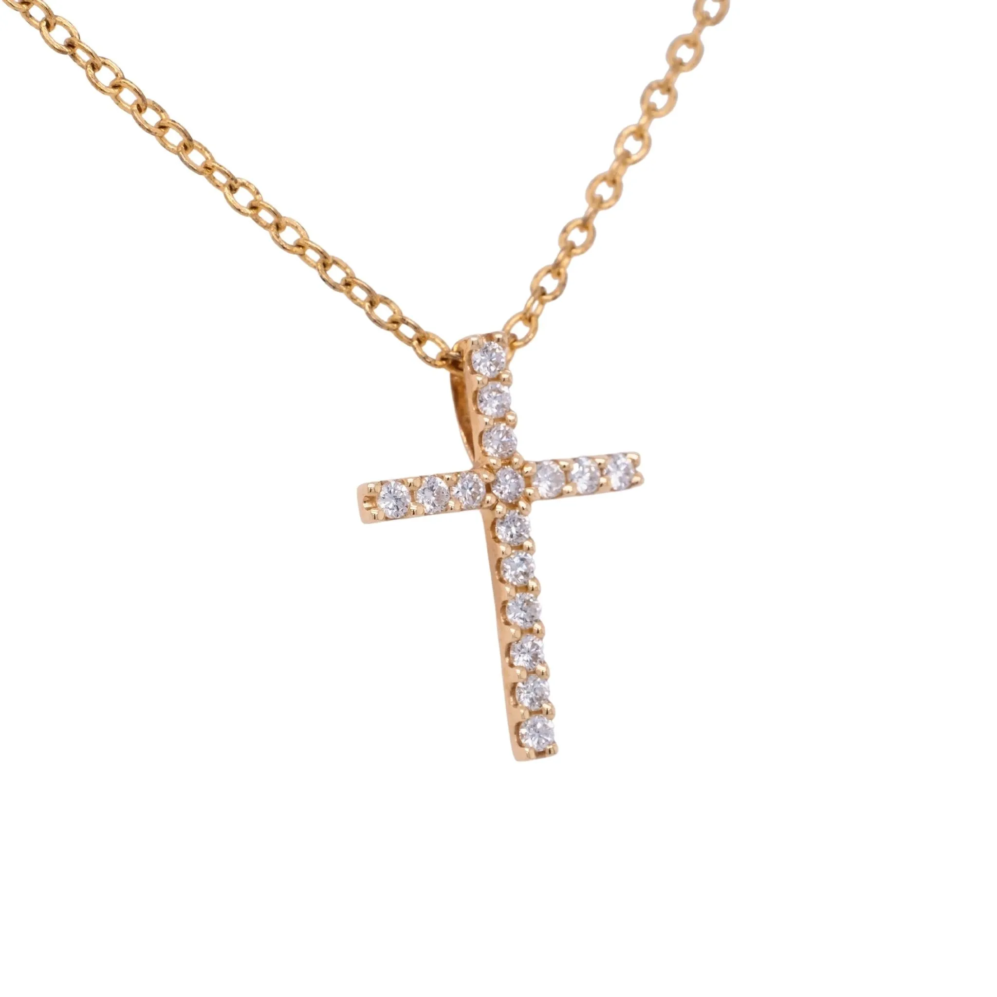 0.37 Carat Diamond Cross Pendant in 14k Yellow Gold