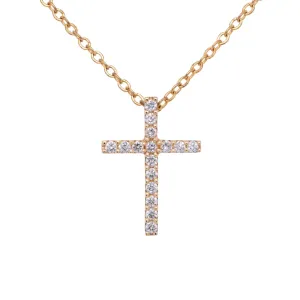 0.37 Carat Diamond Cross Pendant in 14k Yellow Gold