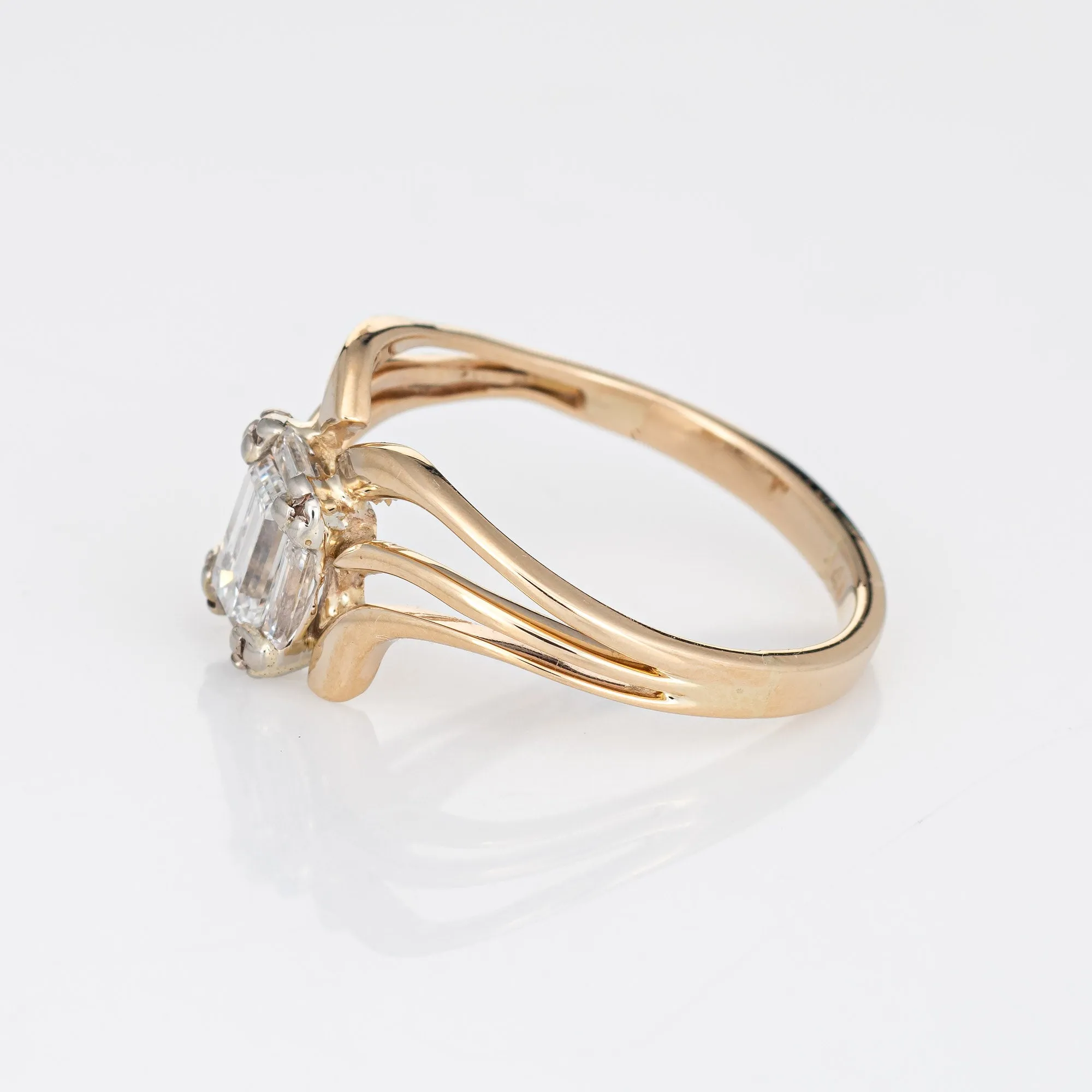 0.50ct Emerald Cut Diamond Ring 60s Vintage 14k Yellow Gold Estate Jewelry 6.5