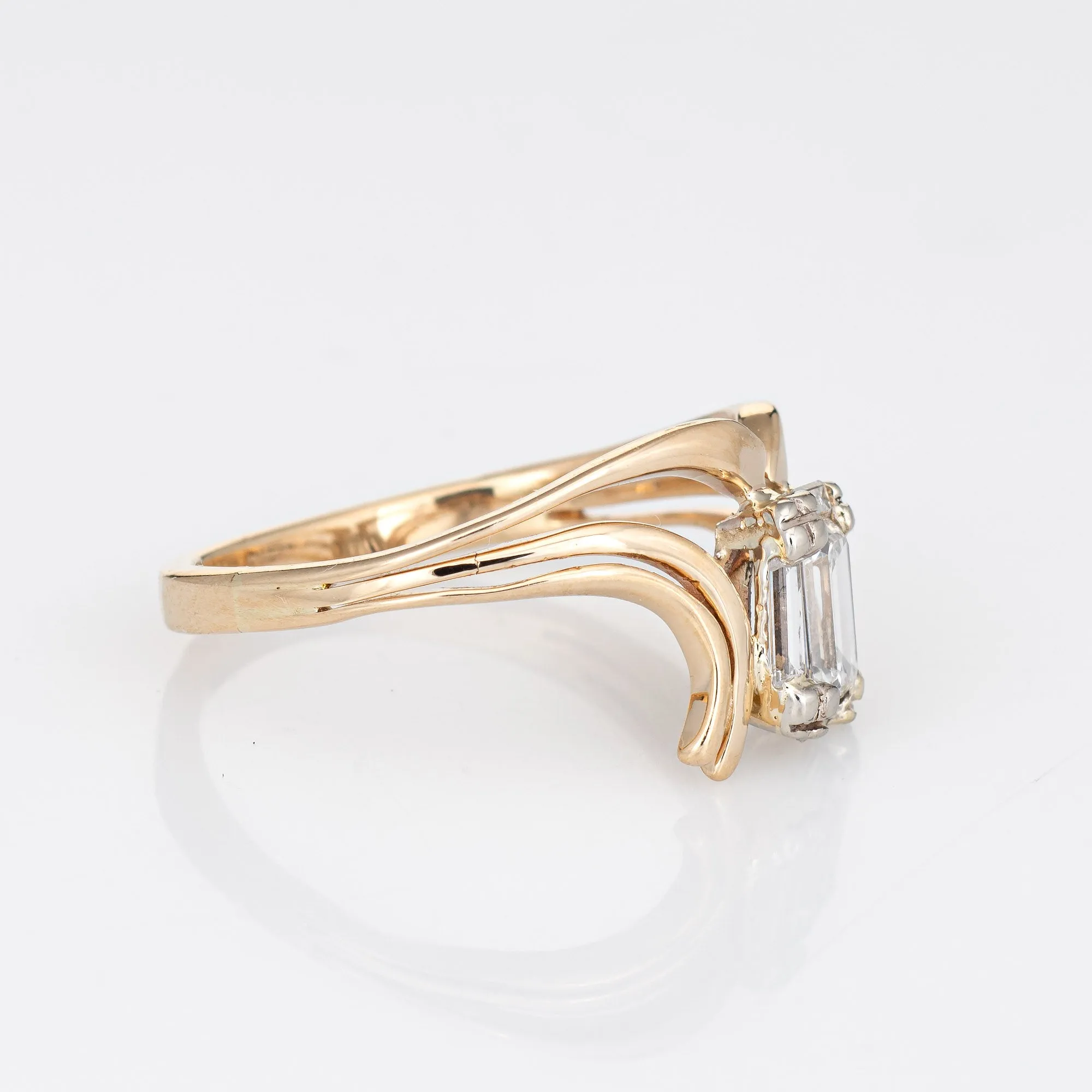 0.50ct Emerald Cut Diamond Ring 60s Vintage 14k Yellow Gold Estate Jewelry 6.5