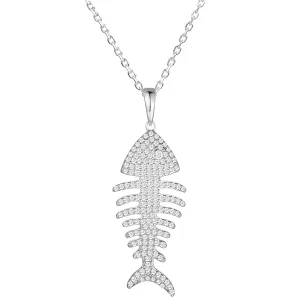 0.69 Carat Diamond Fish Bone Pendant in 14k White Gold