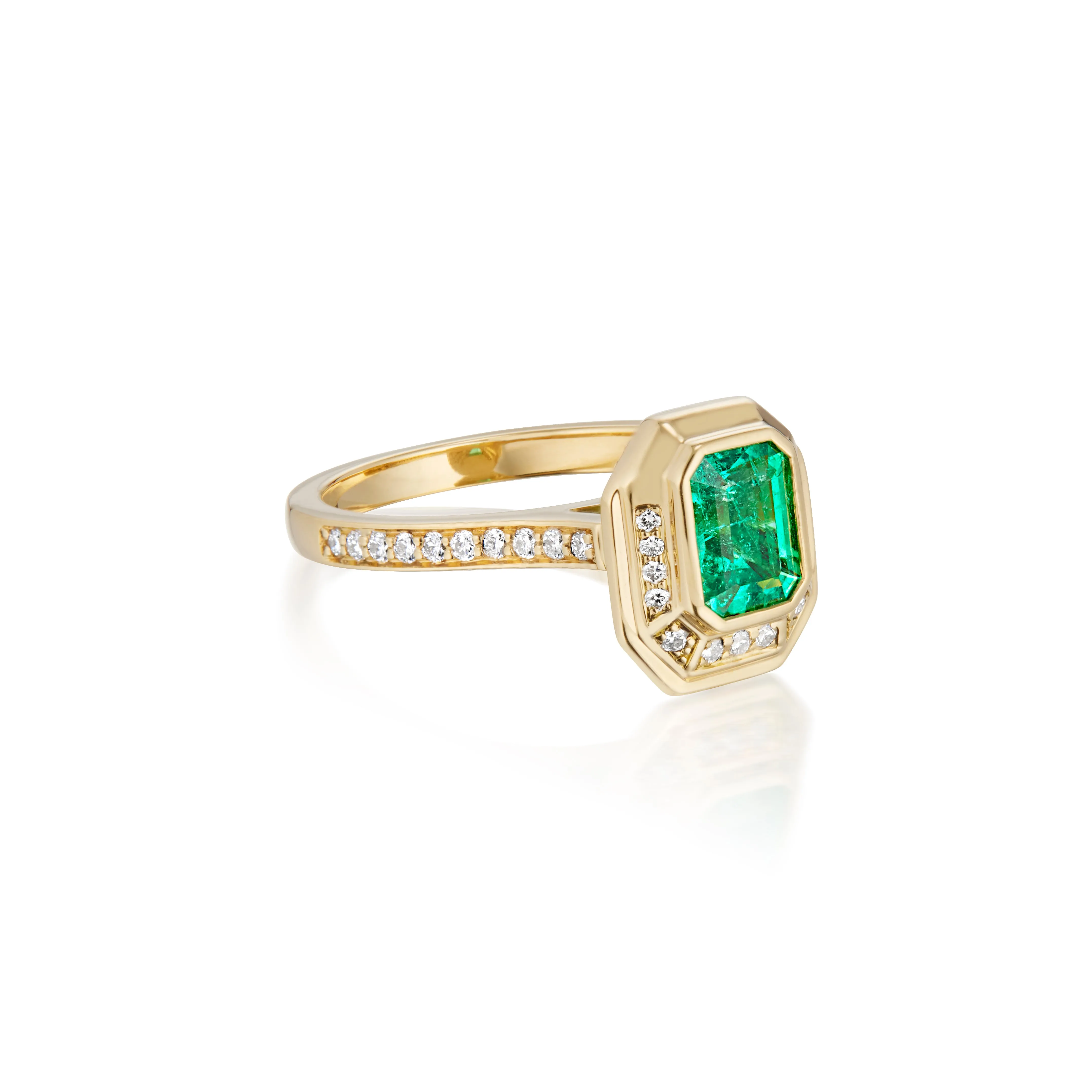 0.95ct Emerald Cut Emerald & Diamond Alternative Engagement Ring