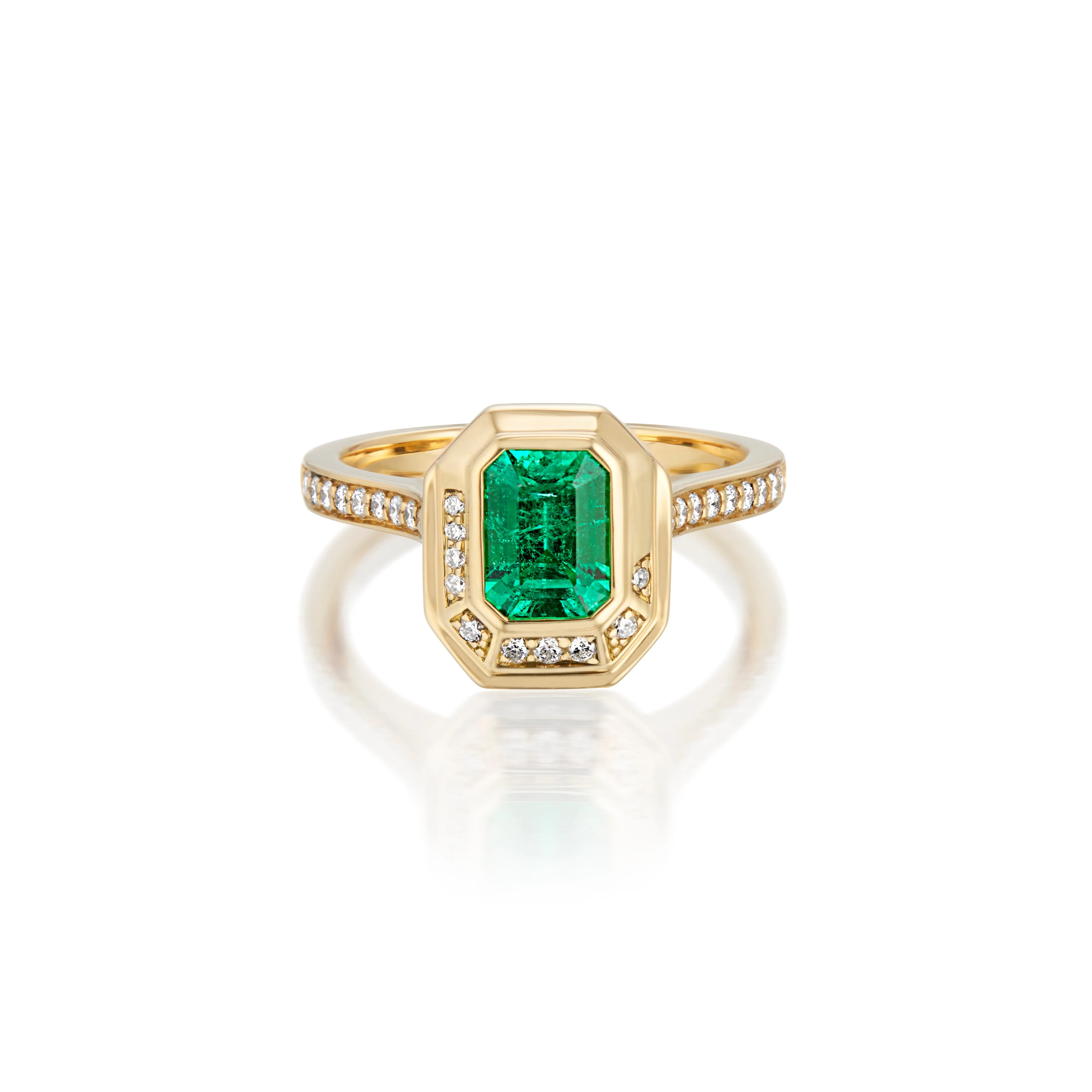 0.95ct Emerald Cut Emerald & Diamond Alternative Engagement Ring