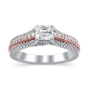 1 Cttw Princess-Cut Diamond Multi-Row Engagement Ring in 14K Two-Tone Gold (1 Ct, I-I2)