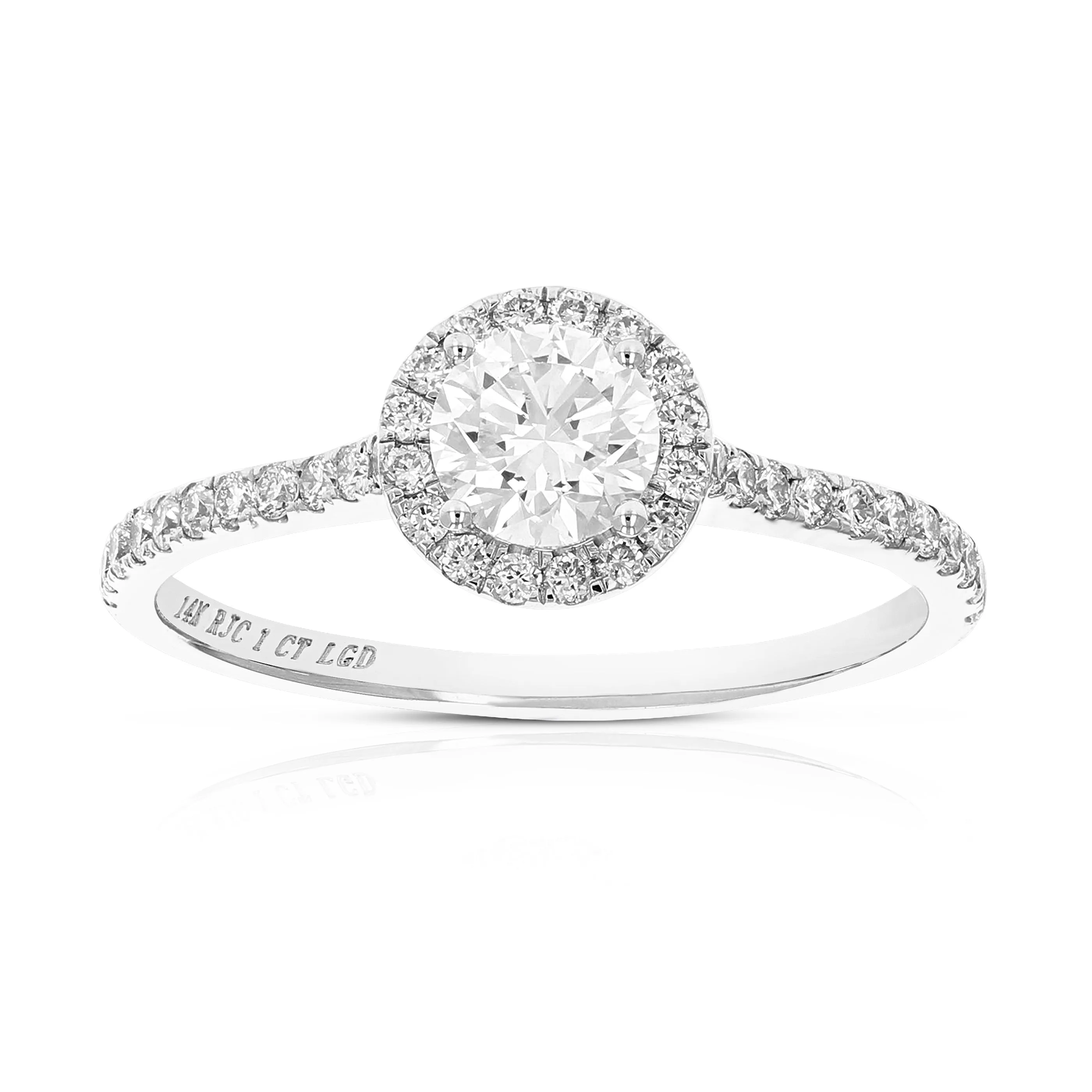 1 cttw Wedding Engagement Ring for Women, Round Lab Grown Diamond Ring in 14K White Gold, Prong Setting