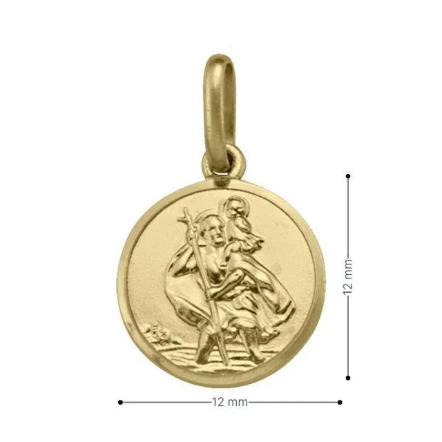 10, 14 Karat Yellow Gold Solid Saint Christopher Medallion