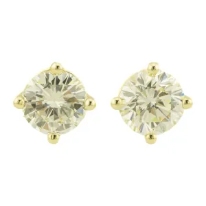 1.05ctw Round Diamond Solitaire Stud Earrings in 14K Yellow Gold