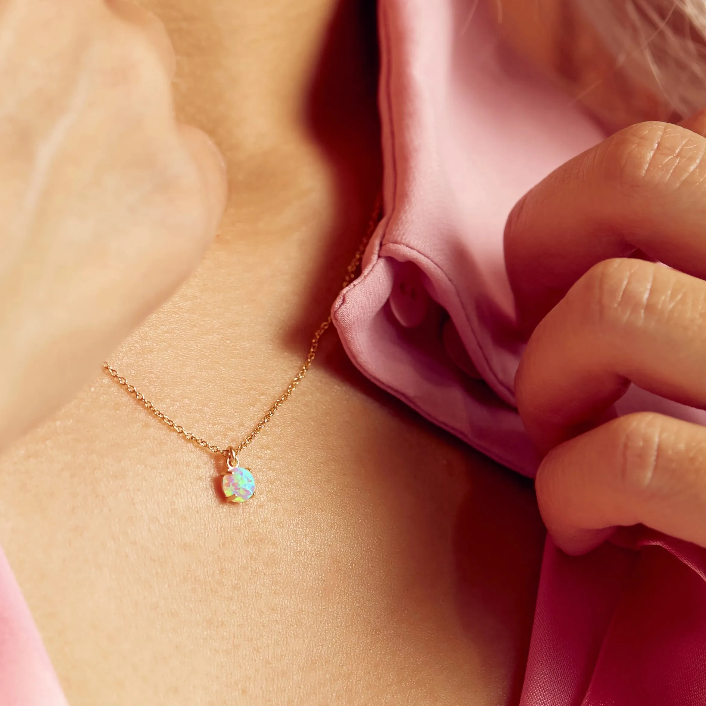 10k Round Prong Opal Necklace