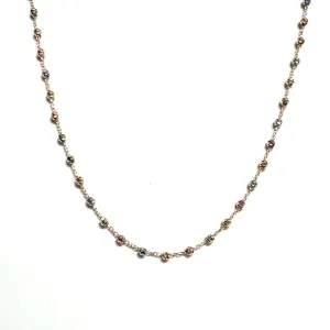 10K Yellow, White and Rose Gold Beaded Diamond Cut Necklace