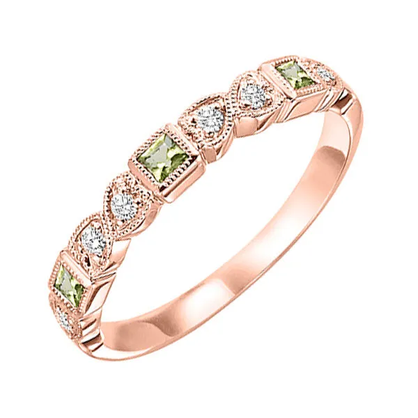 10KT Pink Gold & Diamond Classic Book Stackable Fashion Ring  - 1/10 ctw