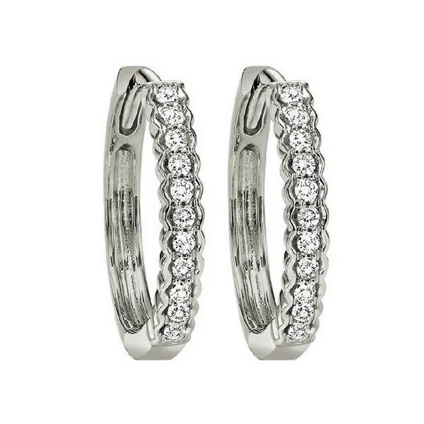 10KT White Gold & Diamond Classic Book Mixable Fashion Earrings  - 1/6 ctw