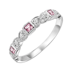 10KT White Gold & Diamond Classic Book Stackable Fashion Ring  - 1/10 ctw