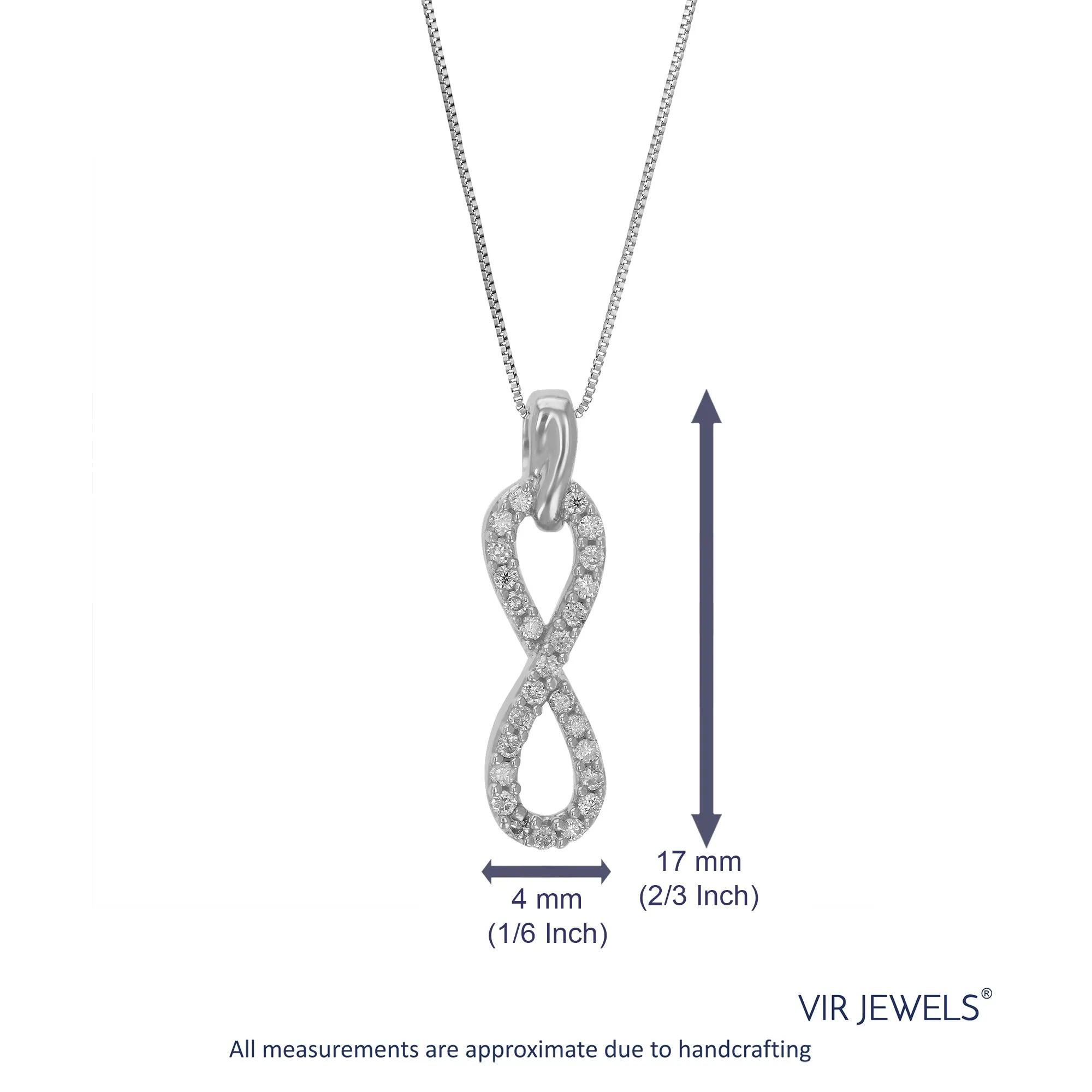 1/10 cttw Lab Grown Diamond Infinity Pendant in Sterling Silver