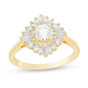1/2 Cttw Princess-Cut Diamond Double Frame Engagement Ring in 10K Yellow Gold (0.5 Ct, I-I2)