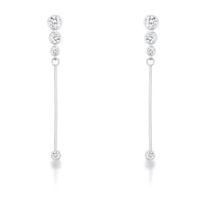 1.2Ct Graduated Rhodium Plated Drop Cubic Zirconia Earrings.