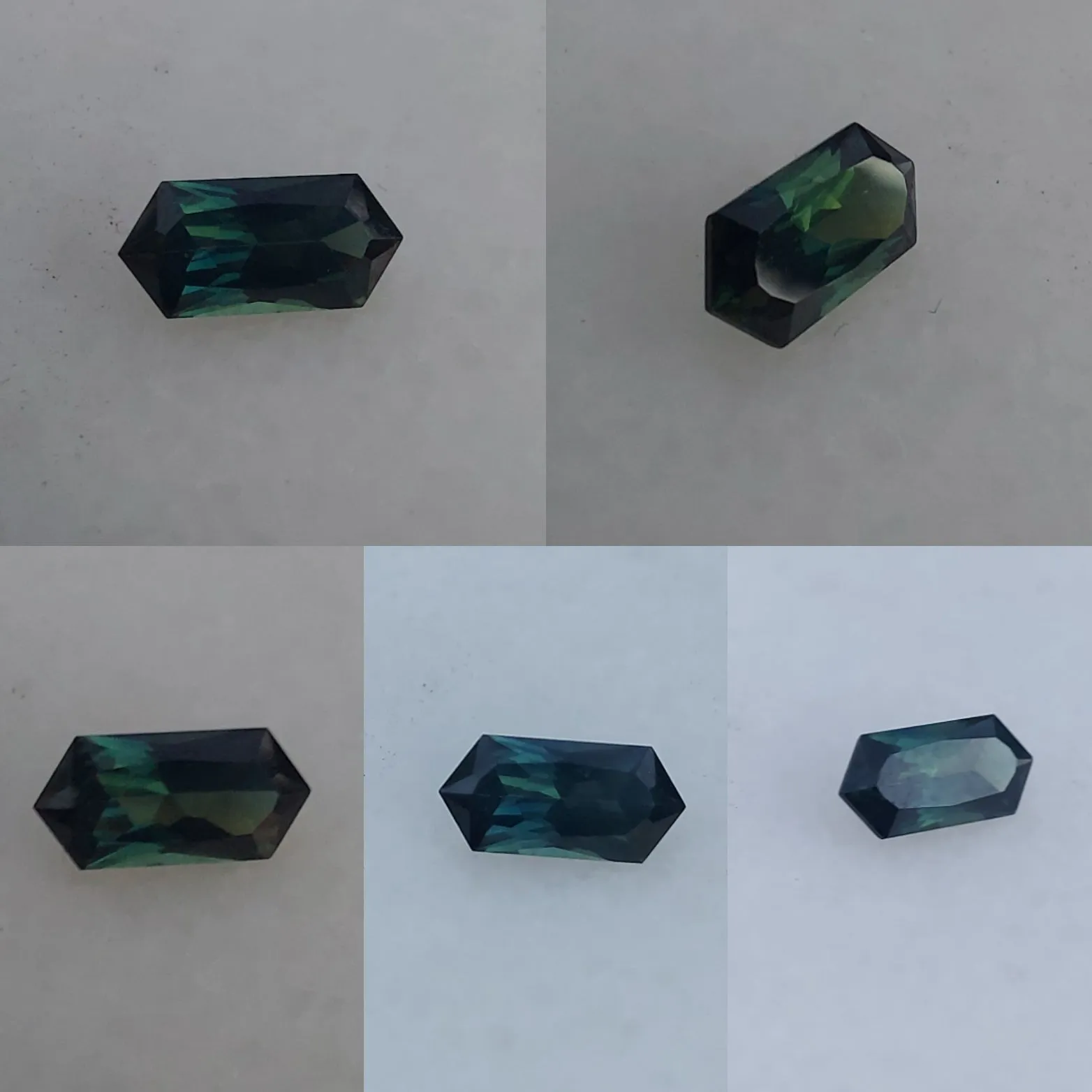 1.2ct Hex cut teal Australian parti sapphire gold solitaire ring
