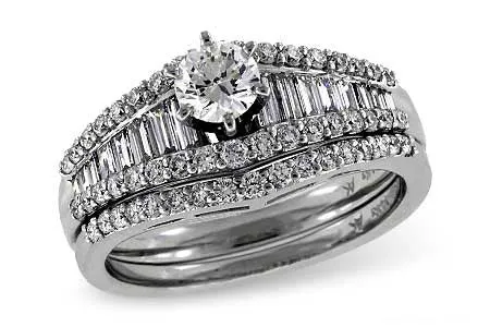 14 Karat White Gold Wedding Set