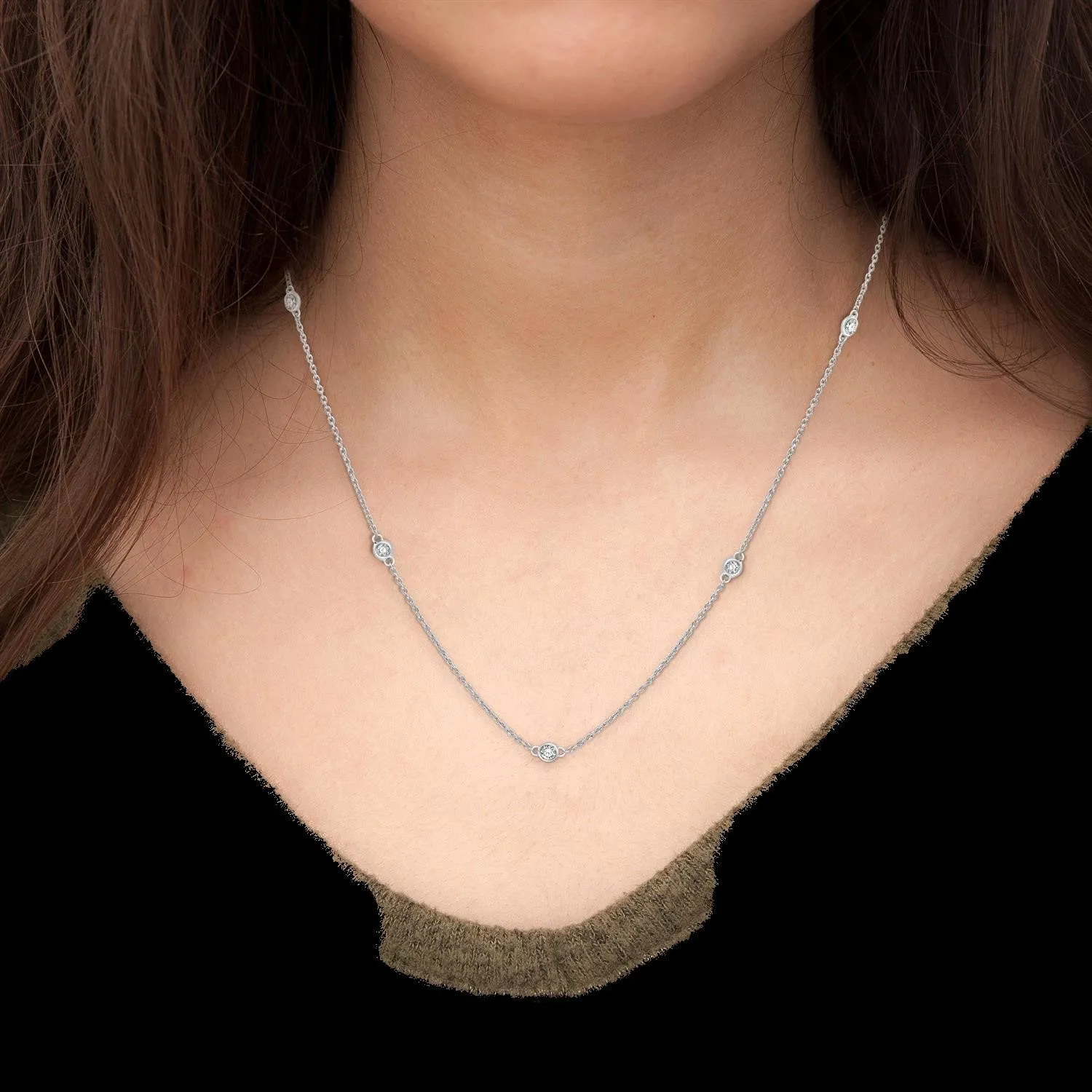 14K 1.50CT DIAMOND STATION NECKLACE