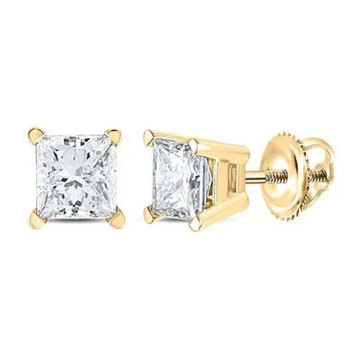 14K .20CT-Diamond Princess-Cut Solitaire Earring
