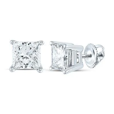 14K .20CT-Diamond Princess-Cut Solitaire Earring