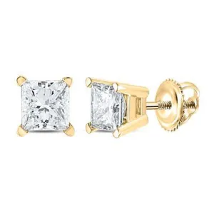 14K .20CT-Diamond Princess-Cut Solitaire Earring
