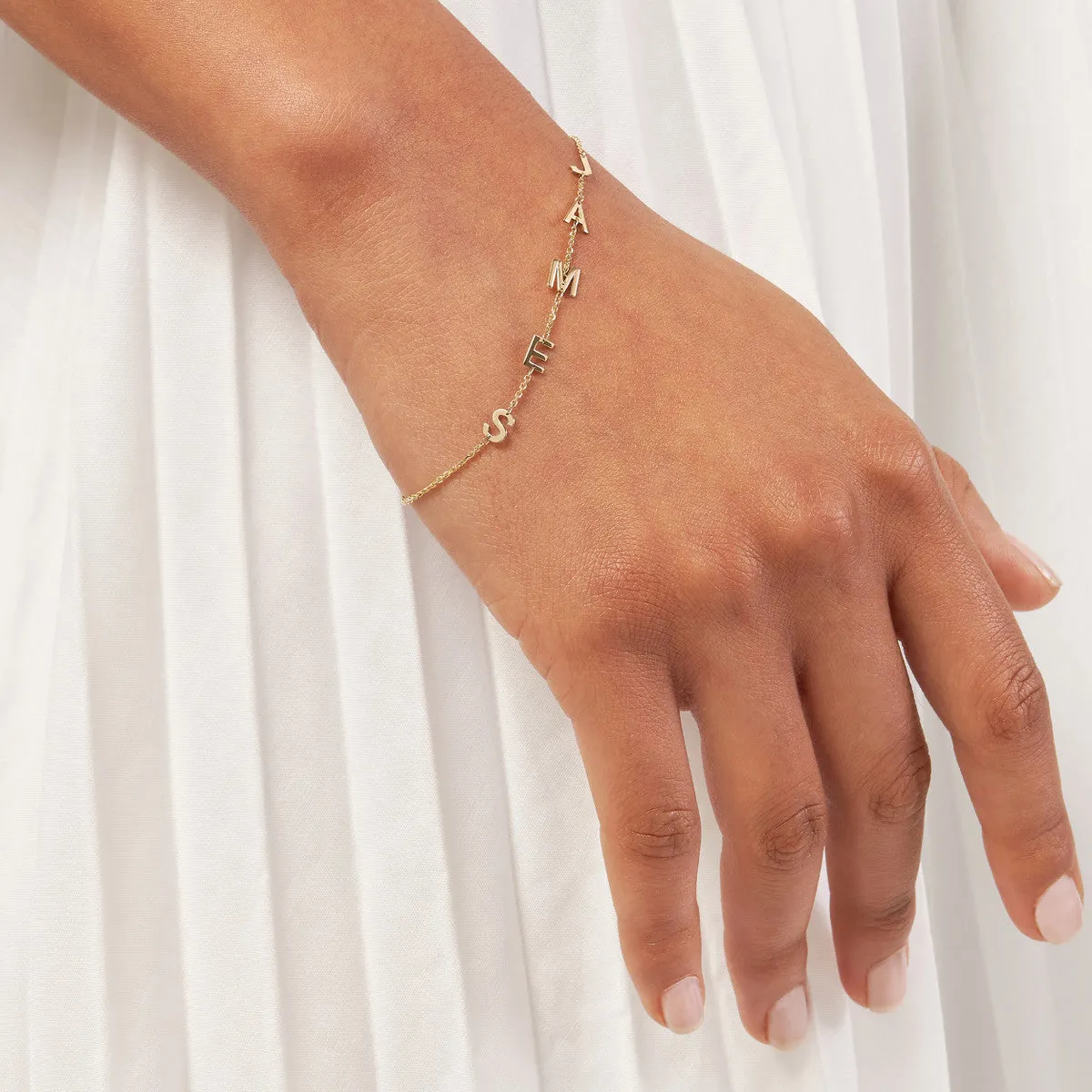 14k Block Initials Bracelet