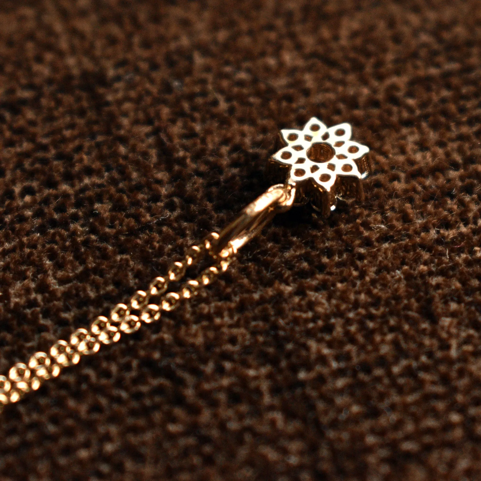 14k Dainty Diamond Cluster Flower Pendant Necklace