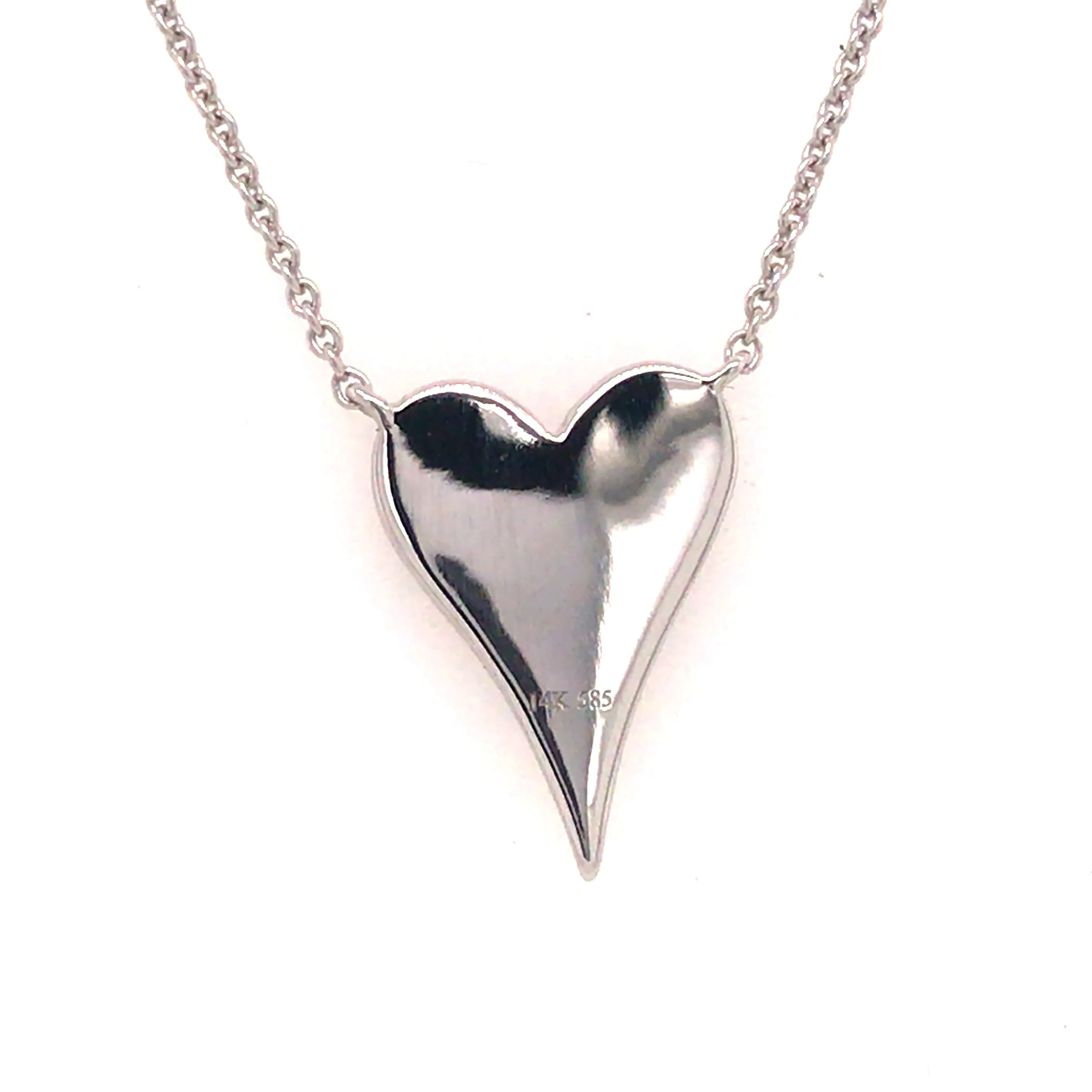 14K Diamond Pave Heart Necklace White Gold 0.17ctw