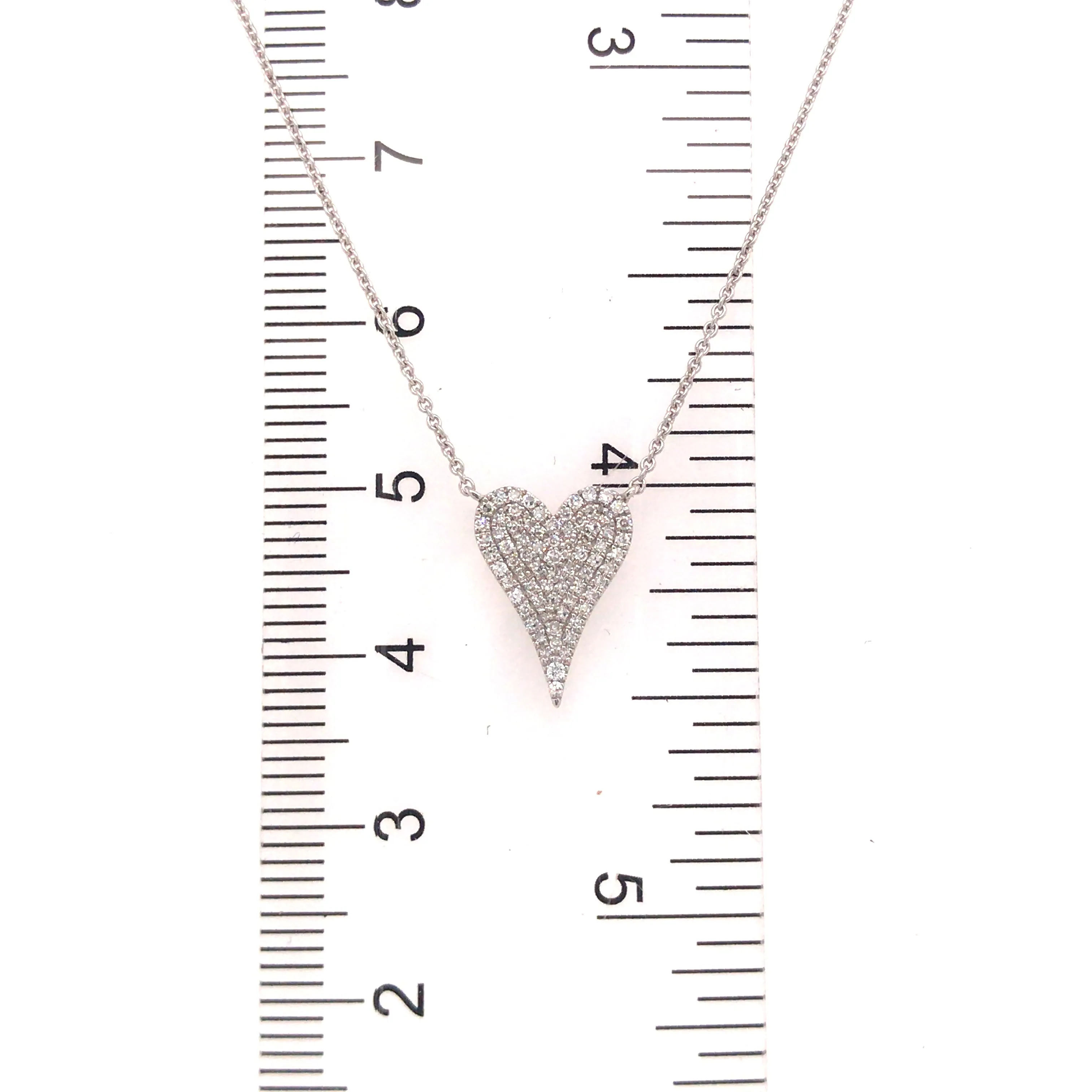 14K Diamond Pave Heart Necklace White Gold 0.17ctw