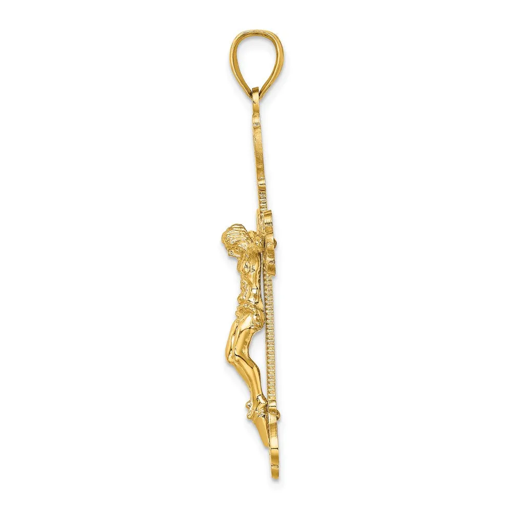 14K Engraved Crucifix Charm