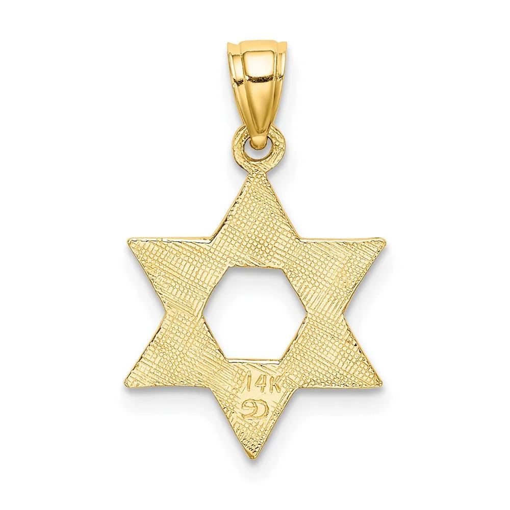 14K Engraved Swirls Star Of David Charm