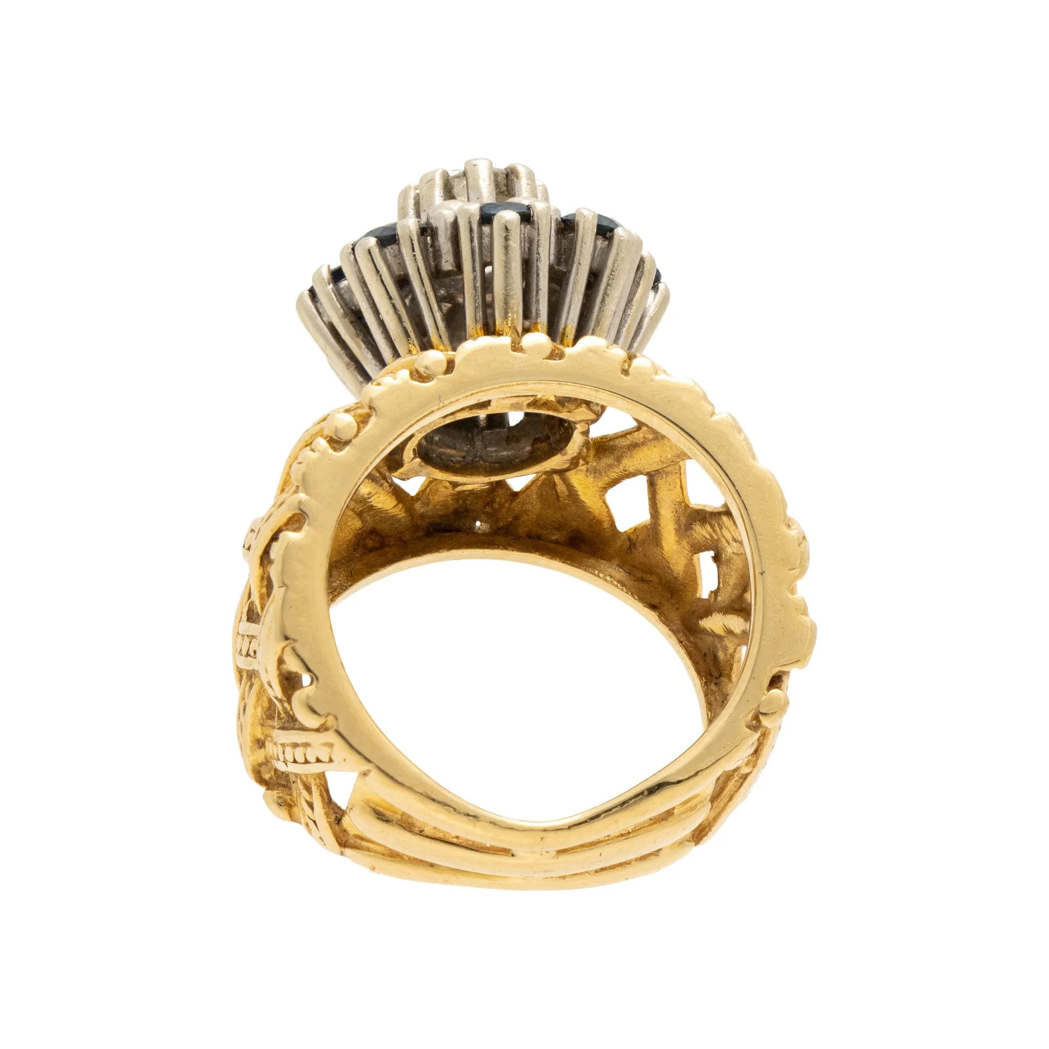 14k Gold Diamond and Sapphire Ring
