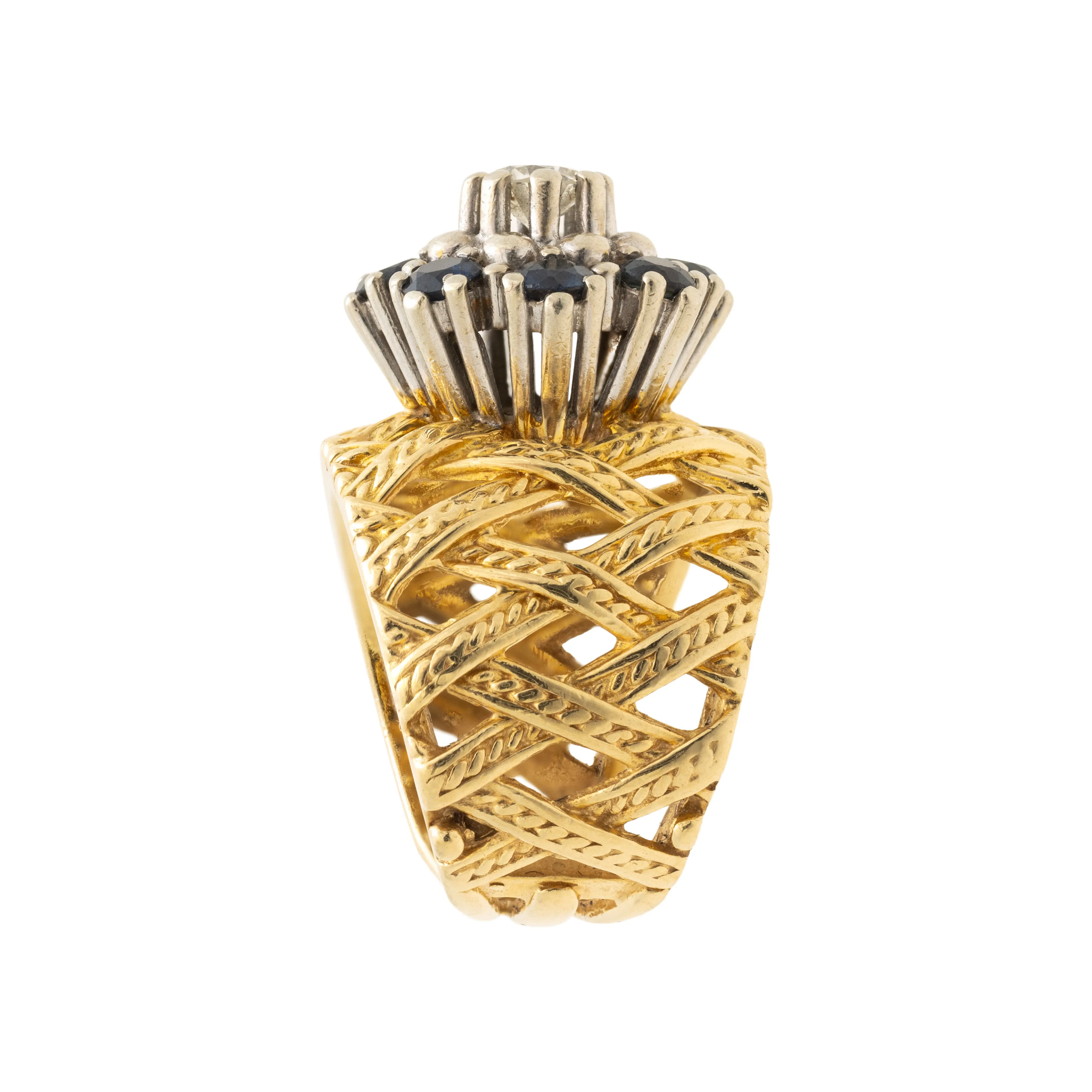 14k Gold Diamond and Sapphire Ring