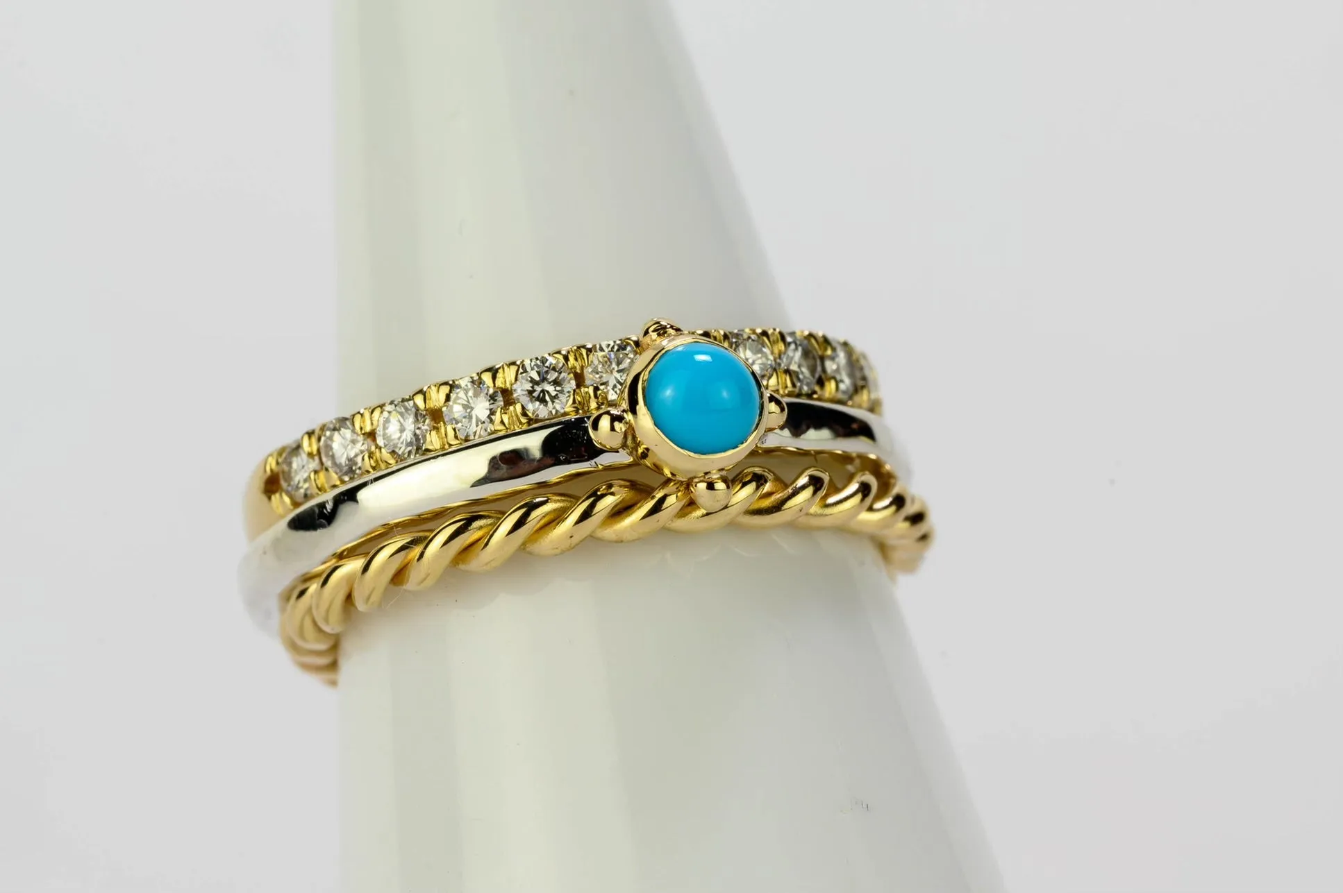 14k Gold French Set Diamond Band