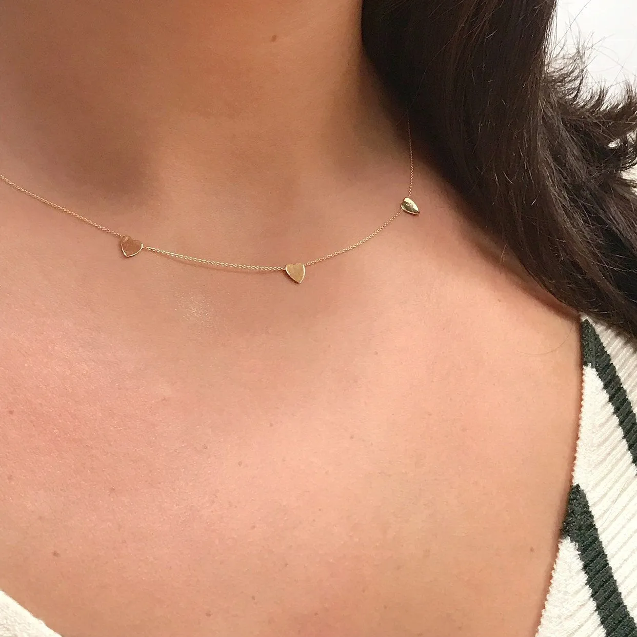 14k Gold Multi Heart Necklace