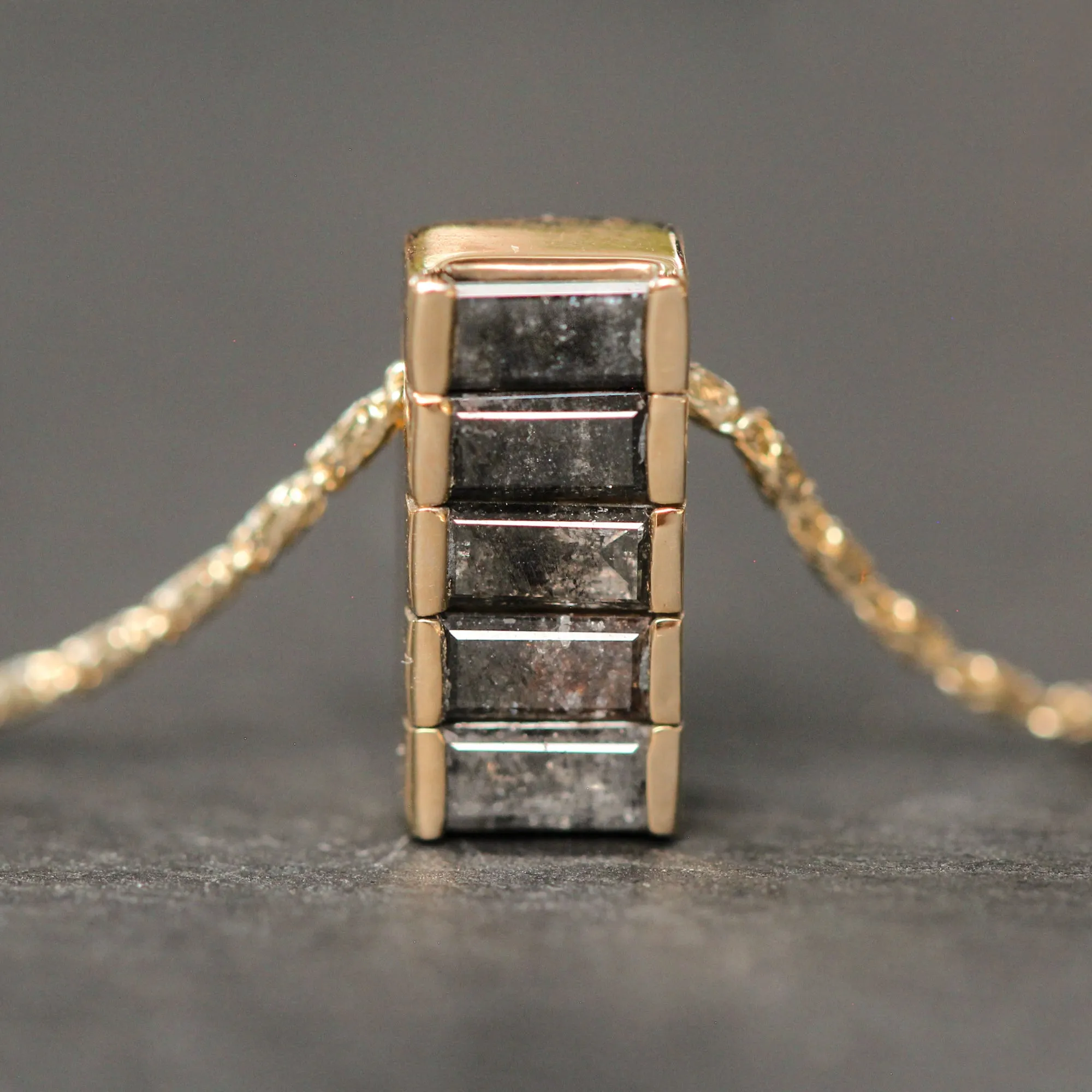 14k Gold Salt   Pepper Diamond Necklace