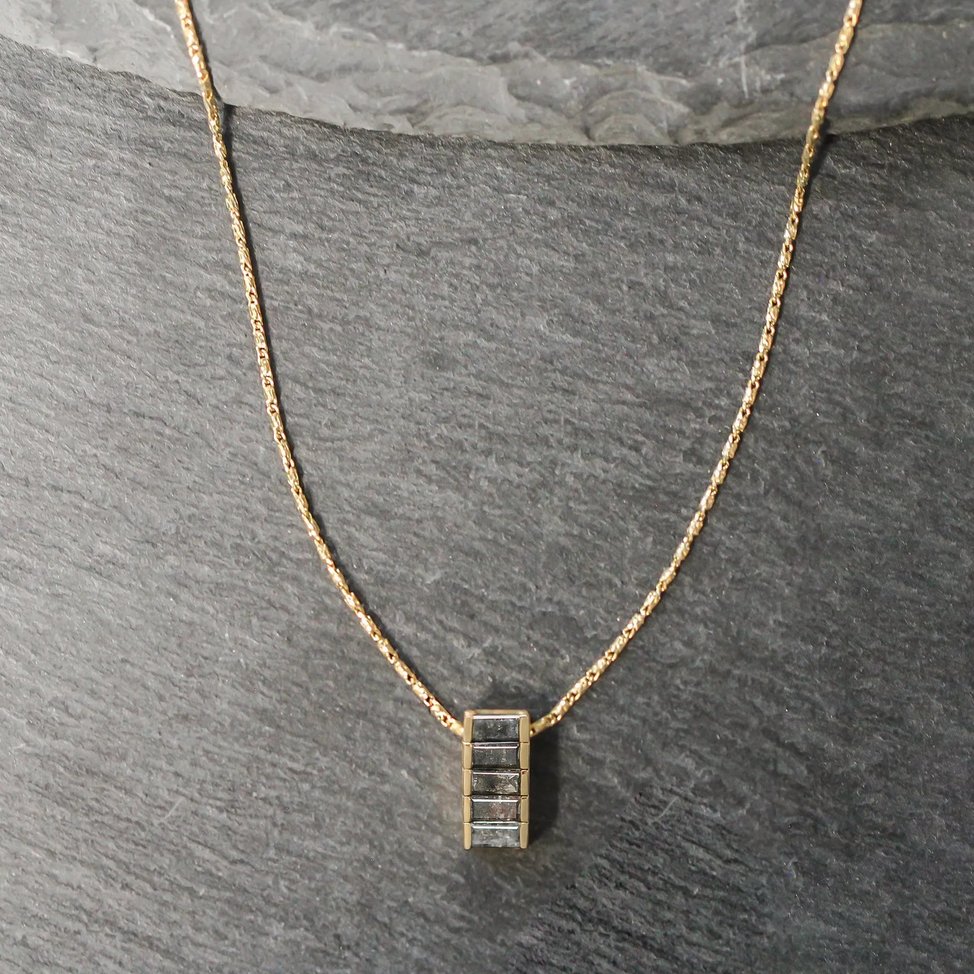14k Gold Salt   Pepper Diamond Necklace
