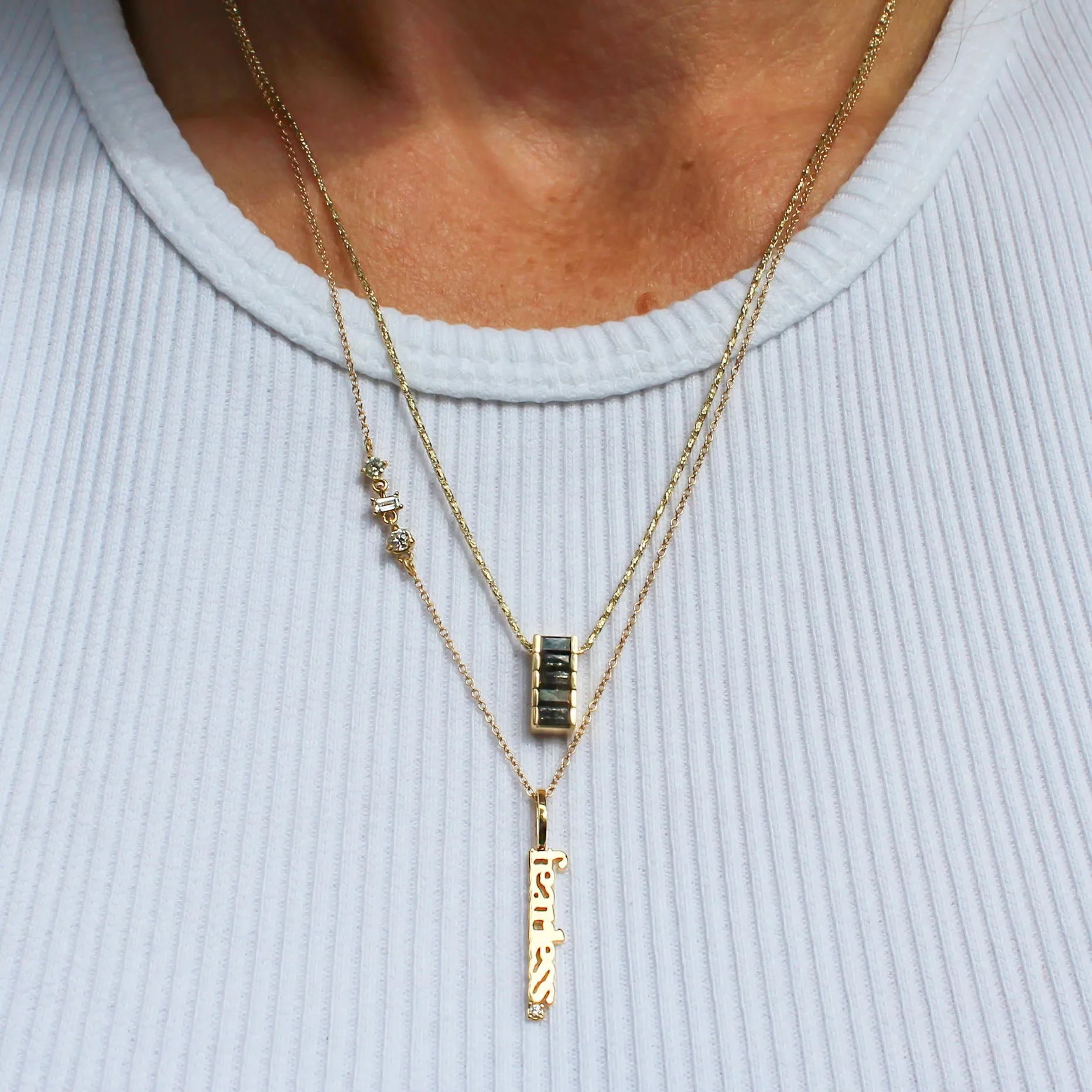 14k Gold Salt   Pepper Diamond Necklace