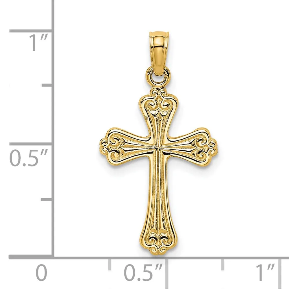 14K Polished Engraved Cross Charm