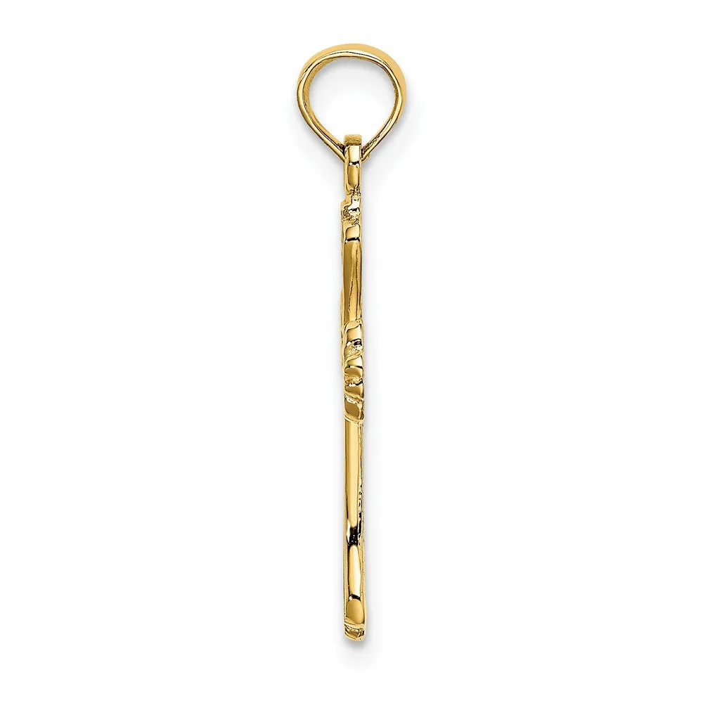 14K Polished Engraved Cross Charm