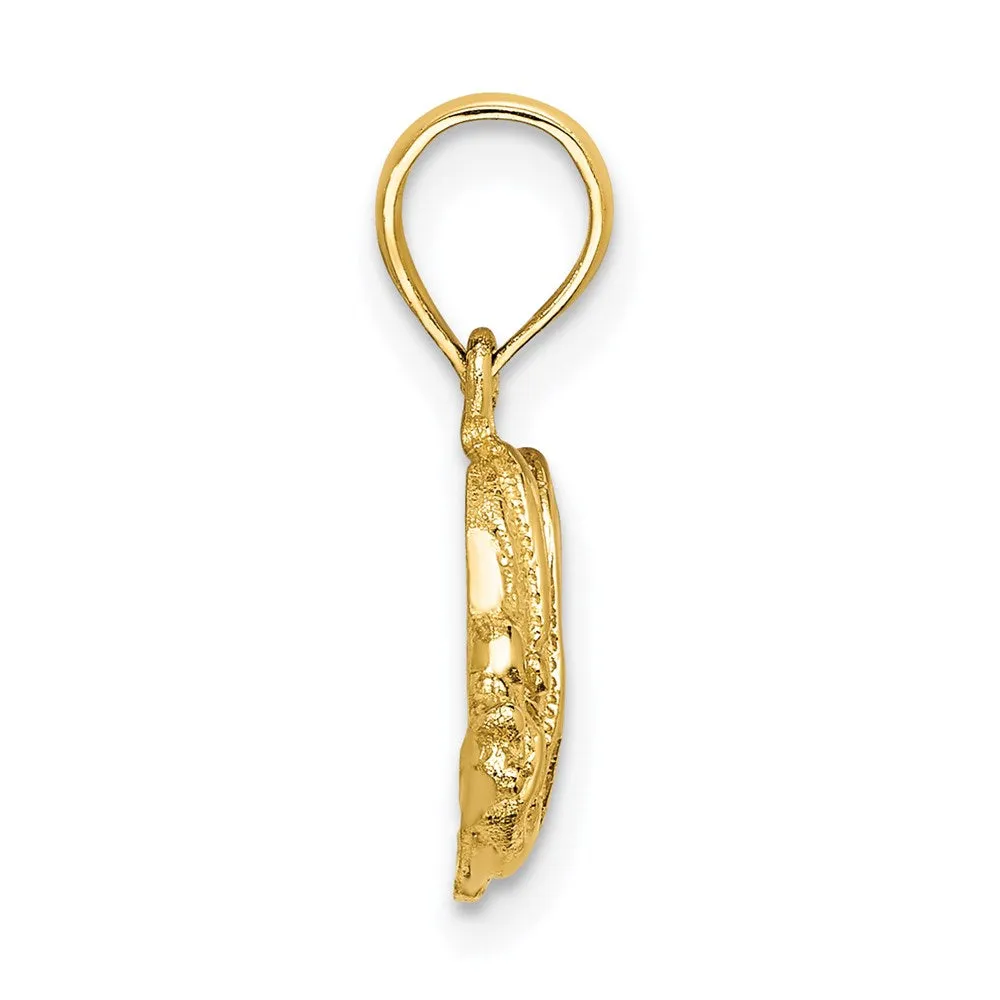14K Polished Engraved Fish Charm
