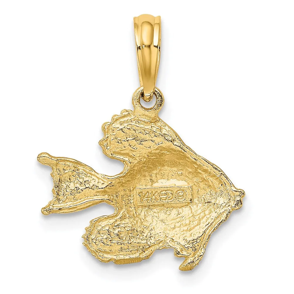 14K Polished  Engraved Fish Charm