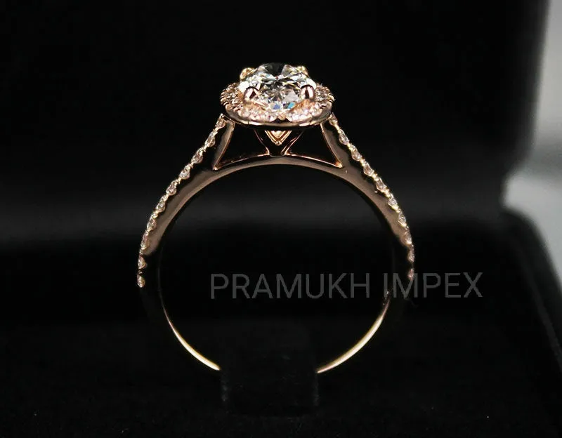14K Rose Gold Ovel Cut halo Moissanite Wedding Ring, 1.90TDW Antique Engagement Ring
