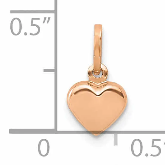 14K Rose Gold Polished Finish Hollow Women's 3-Dimensional Heart  Shape Design Charm Pendant