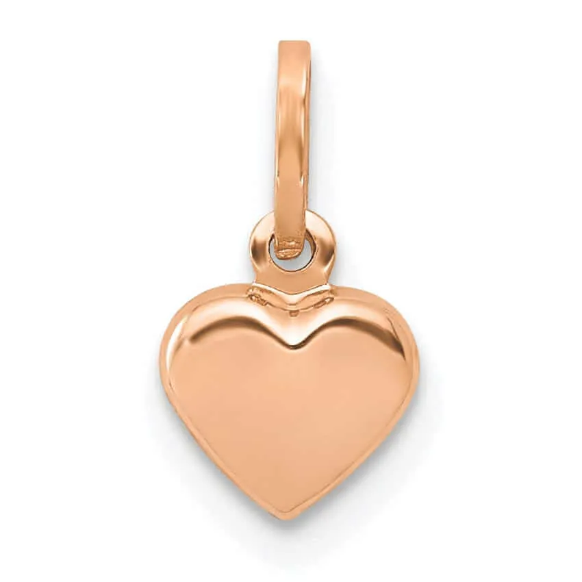 14K Rose Gold Polished Finish Hollow Women's 3-Dimensional Heart  Shape Design Charm Pendant