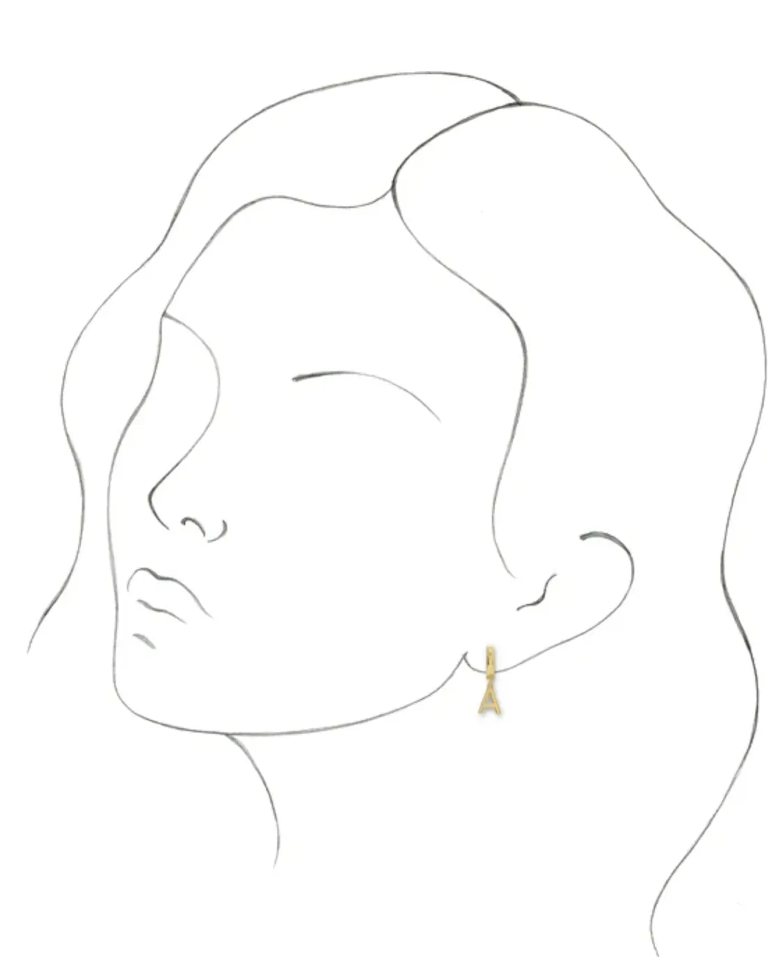 14K Rose Gold Single Initial Earring