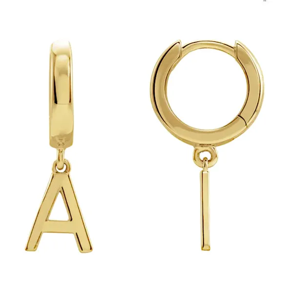 14K Rose Gold Single Initial Earring