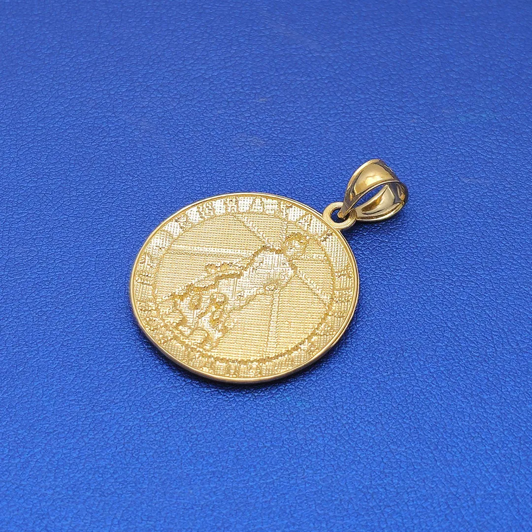 14k Saint Lazarus Pray for Us Circle Medallion Pendant
