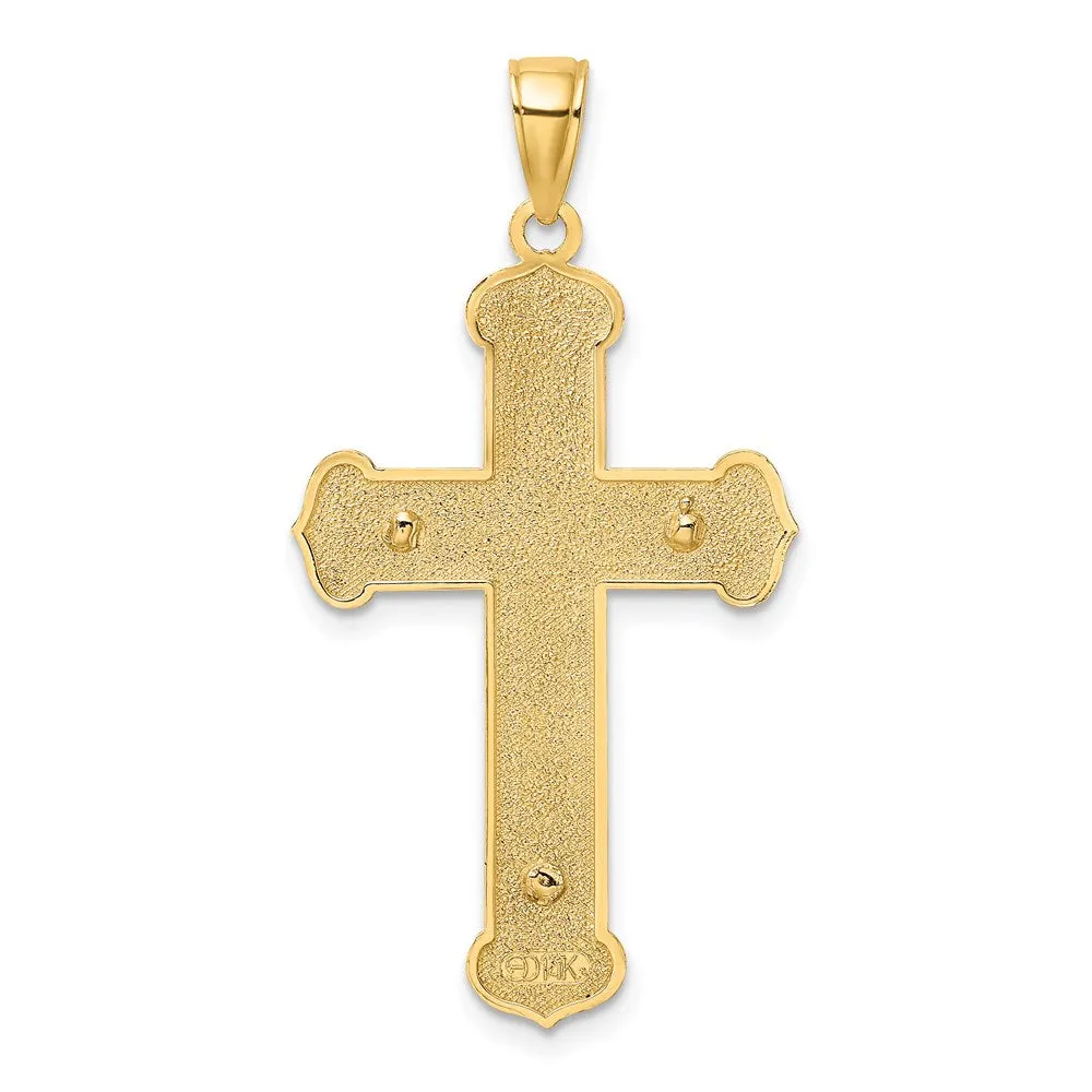 14K Two-tone Engraved Crucifix Charm